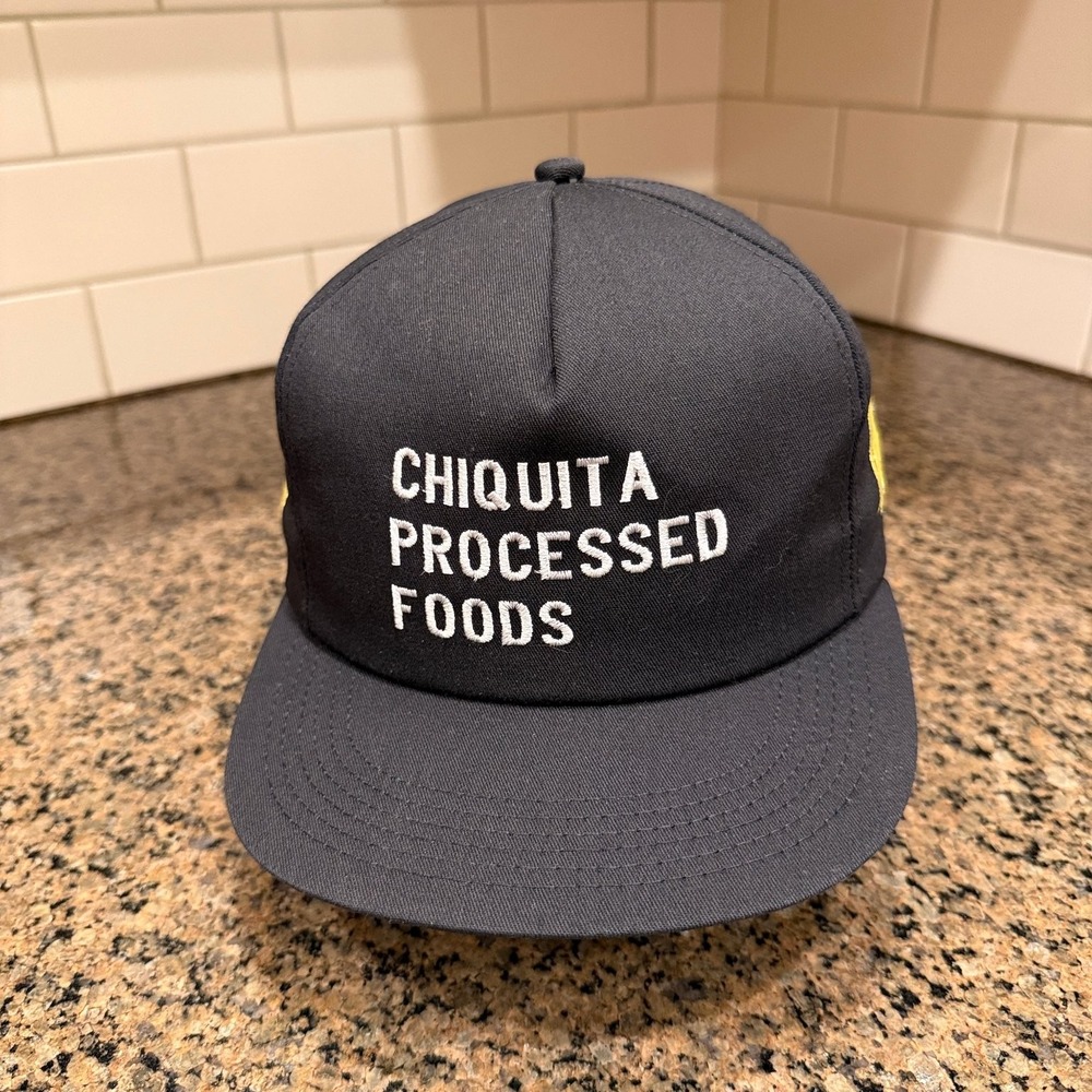 Vtg Chiquita Processed Foods Legend Snapback Hat Adjustable Black Yellow